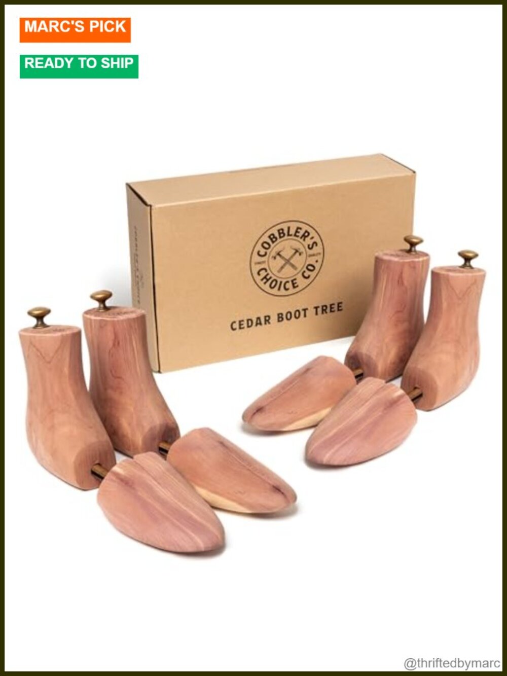 Cedar Shoe Trees for Men Split Toe Solid Shaft Boot Trees 2 Pack